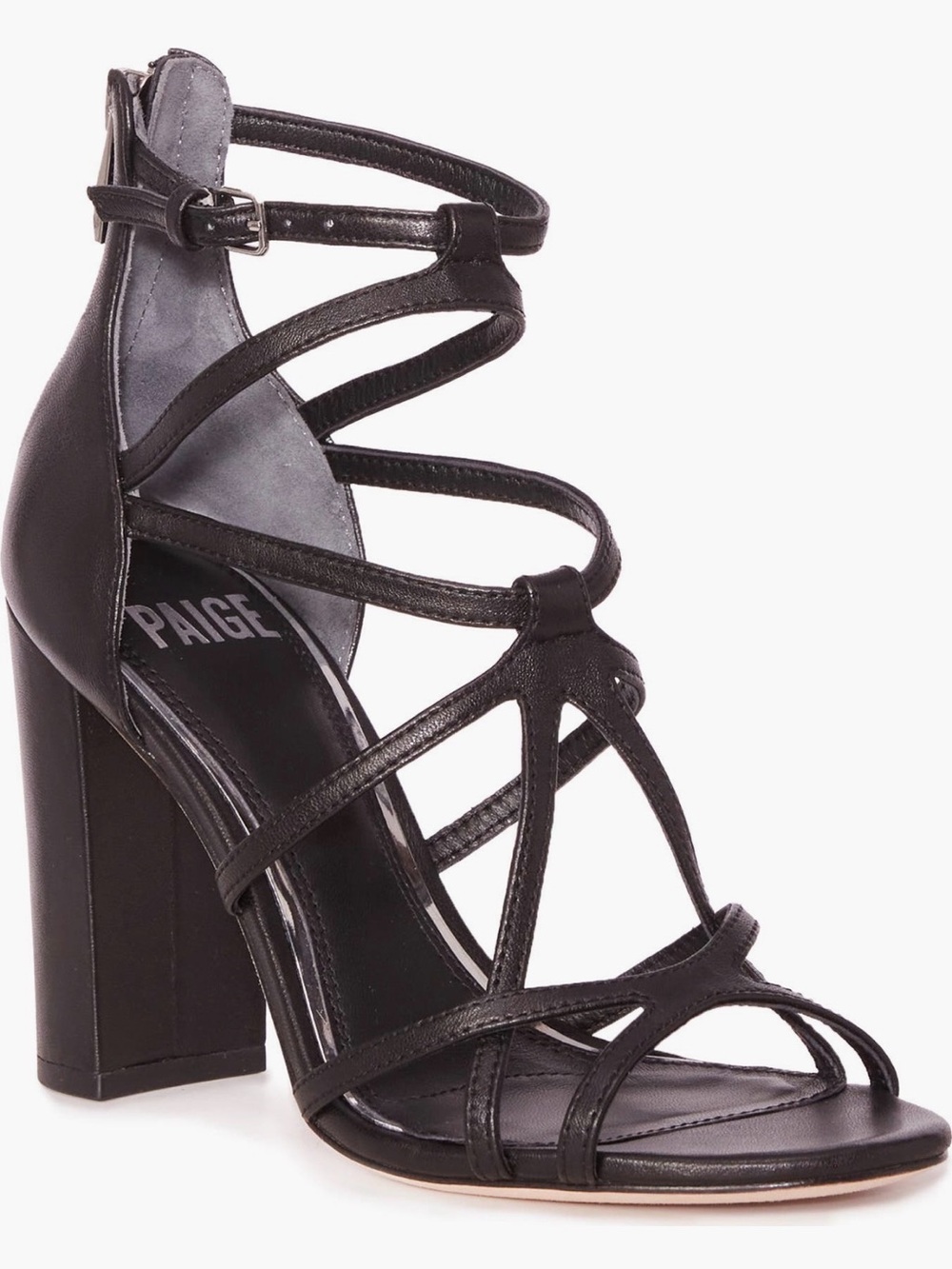 PAIGE Nicki Black Multi-Strap Block Heel Sandal size 7 Like New!